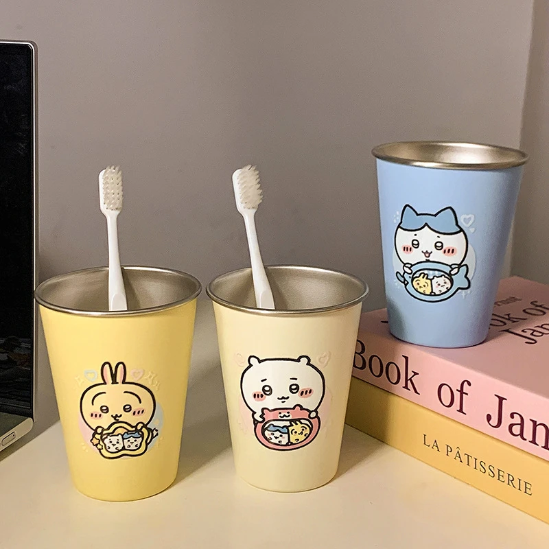 多巴胺chiikawa漱口杯家用304可爱不锈钢高颜值情侣刷牙洗漱杯kkk