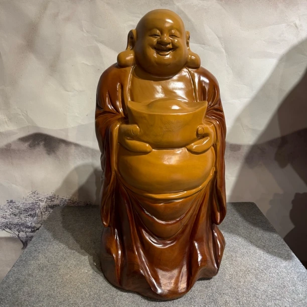 弥勒佛香樟木摆件