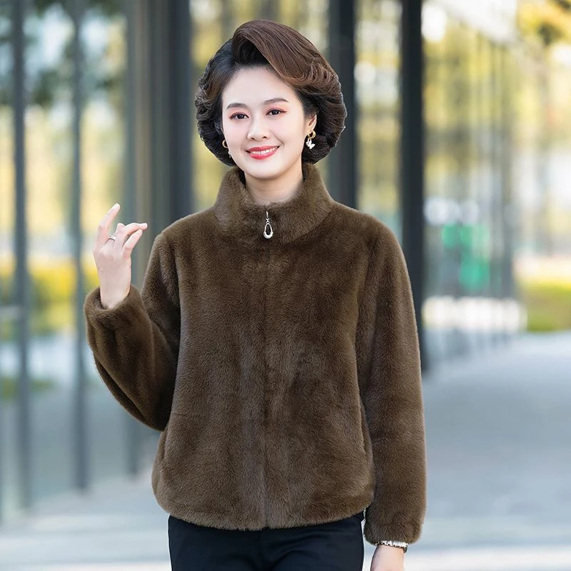 时尚百搭加厚保暖女装2025年立领外套高档洋气纯色短款爆款冬季开