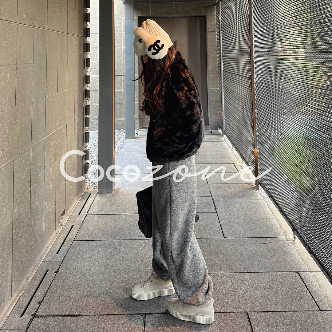 COCO ZONE刘 一一“抗冻裤”加绒基础款束腿纯色休闲裤  CD2A3059