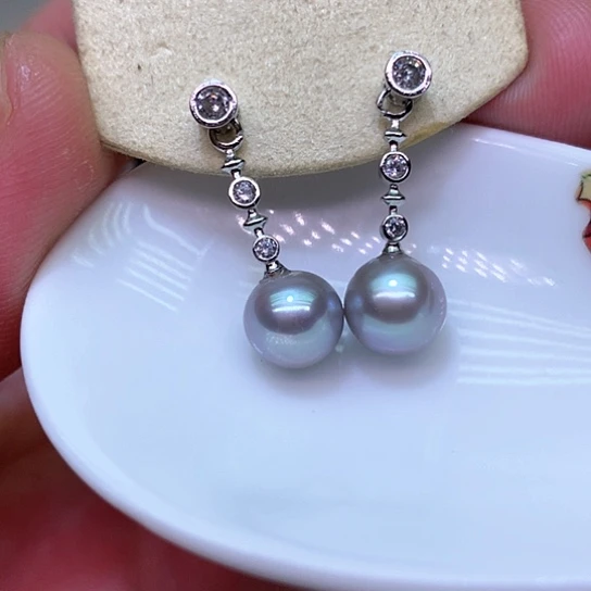 银S925镶嵌淡水珍珠耳饰