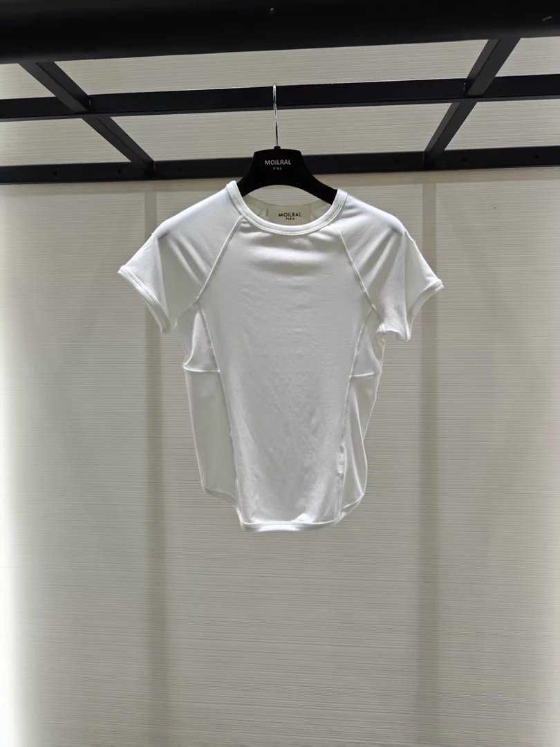 MO夏季新款收腰休闲百搭圆领纯色短袖T恤 XM2511547