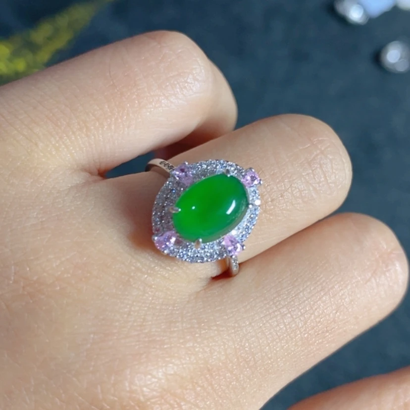 【闪购商品】翡翠挂件未镶嵌蛋面女戒