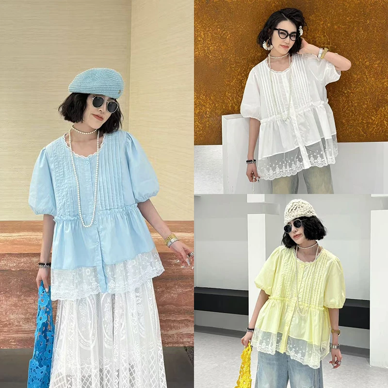 大码女装拼接圆领短袖T恤女胖mm显瘦遮肚子减龄洋气遮肉上衣夏季