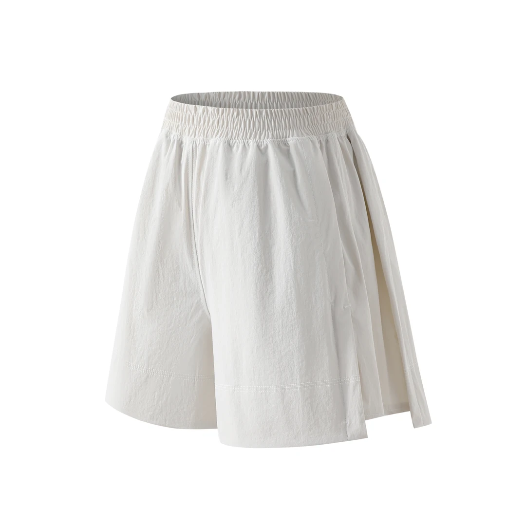 Hjie-【LU家同款】高腰显瘦宽松休闲松紧A字阔腿纯色短裤女C05K03