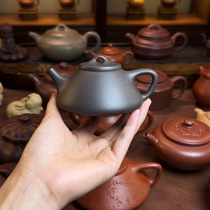 J***工茶壶紫砂子冶石瓢，天青泥