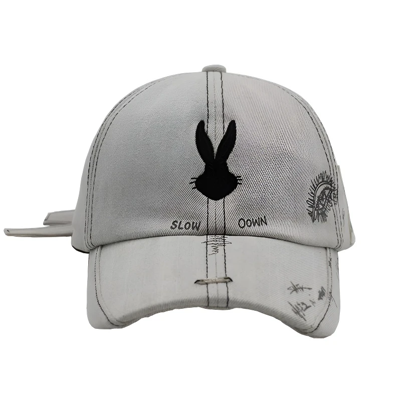 2025款兔八哥棒球帽显脸小网红款刺绣帽子时尚百搭牛仔鸭舌帽