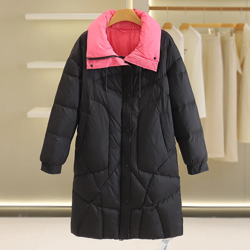 【伍莎-自营】中长款修身立领保暖羽绒服#PHD48H029