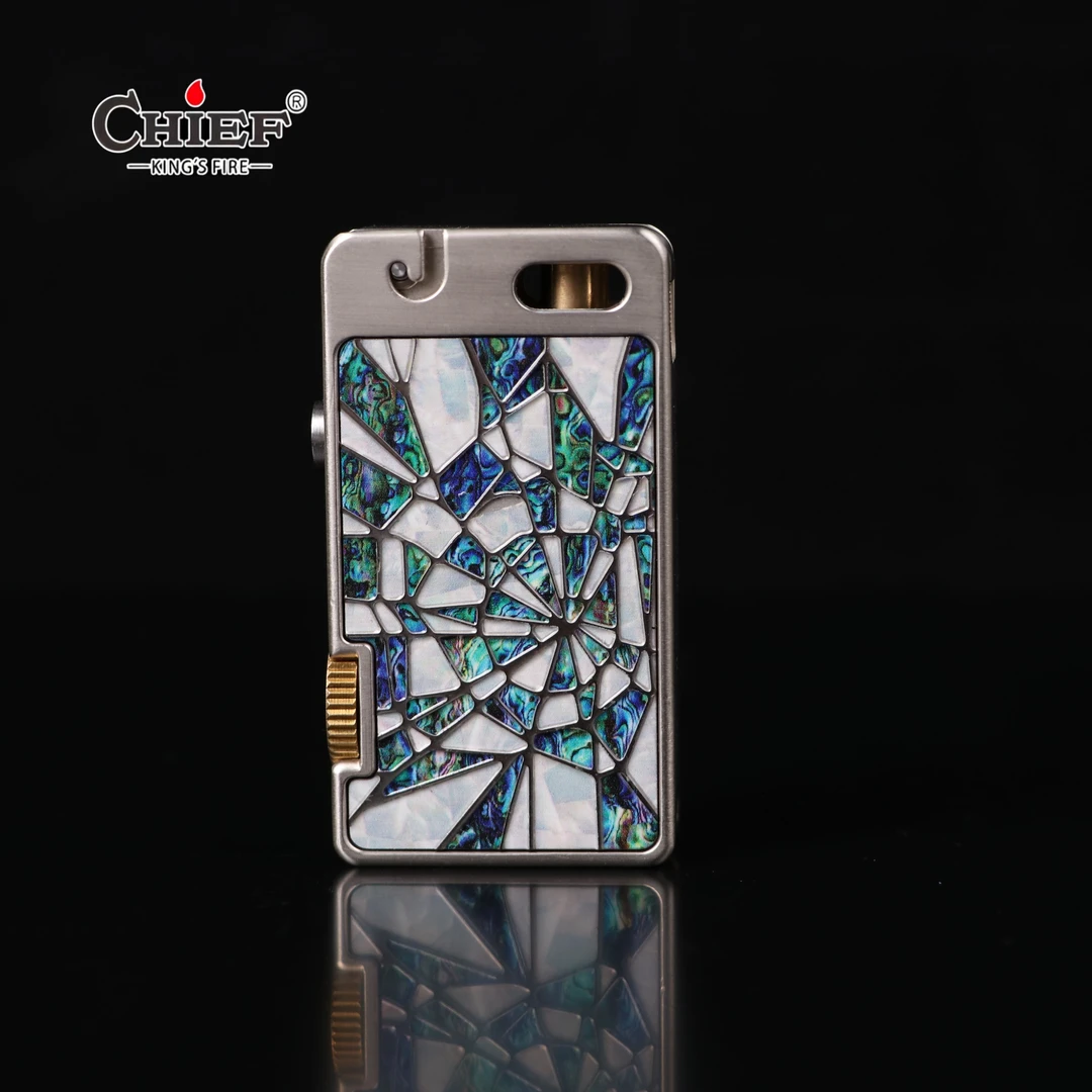 CHIEF/首领【唐草花】艾斯普里一键按压弹射双面经典复古煤油打火机