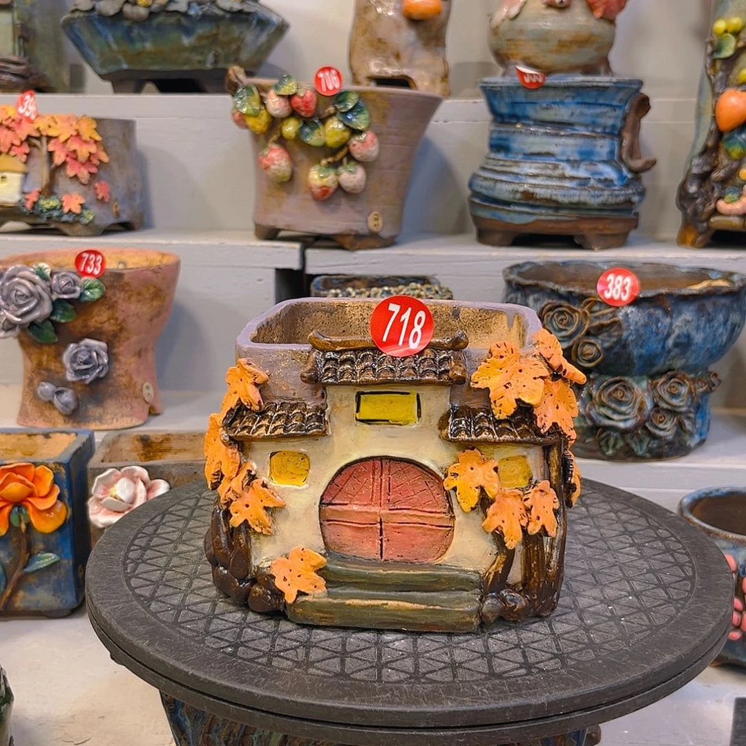 718 号手工花盆陶然花器