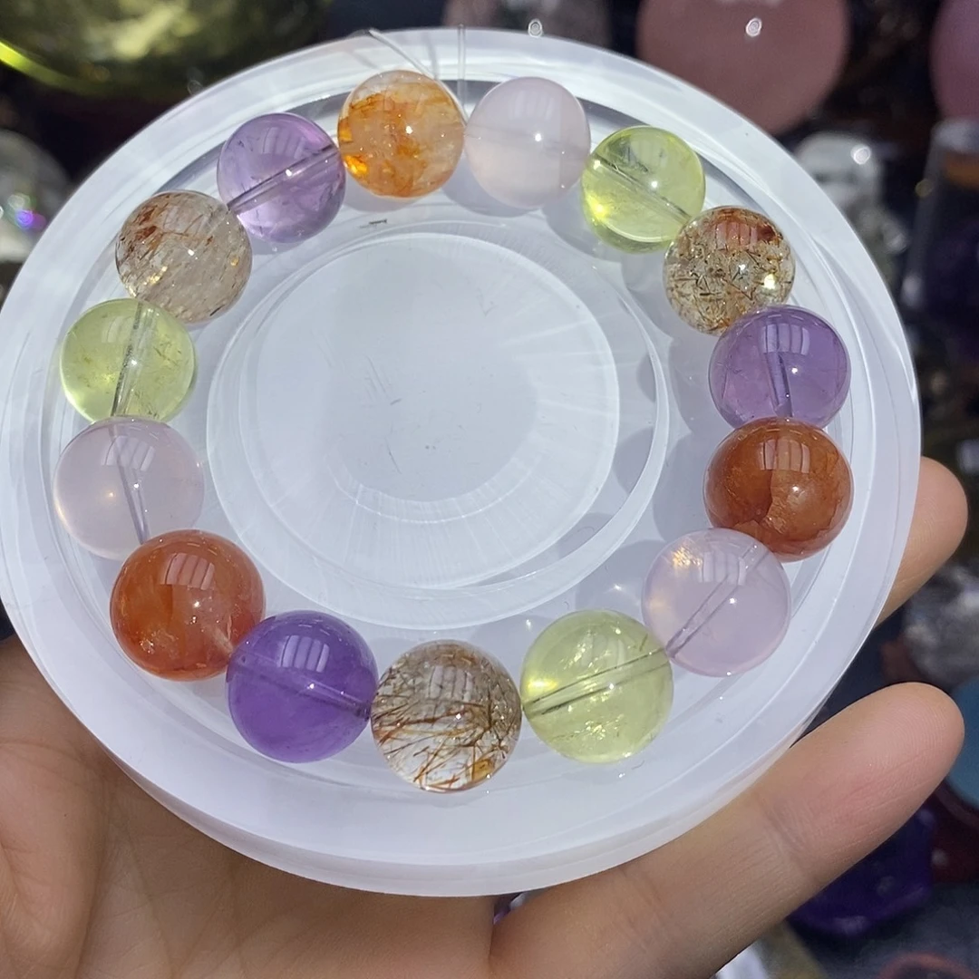未镶嵌水晶珠宝半成品多宝水晶手串14mm➕