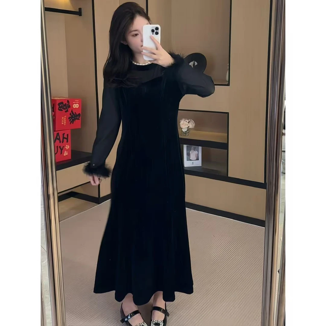 显瘦裙子气质高腰复古时尚修身轻熟连衣裙大大微胖定制【WT1056】