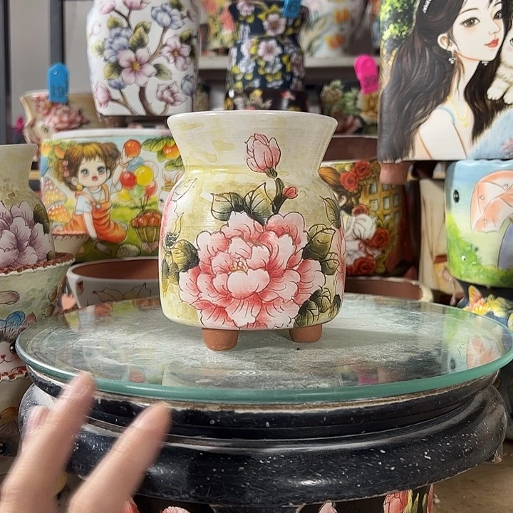 景德镇手绘花盆满38包邮