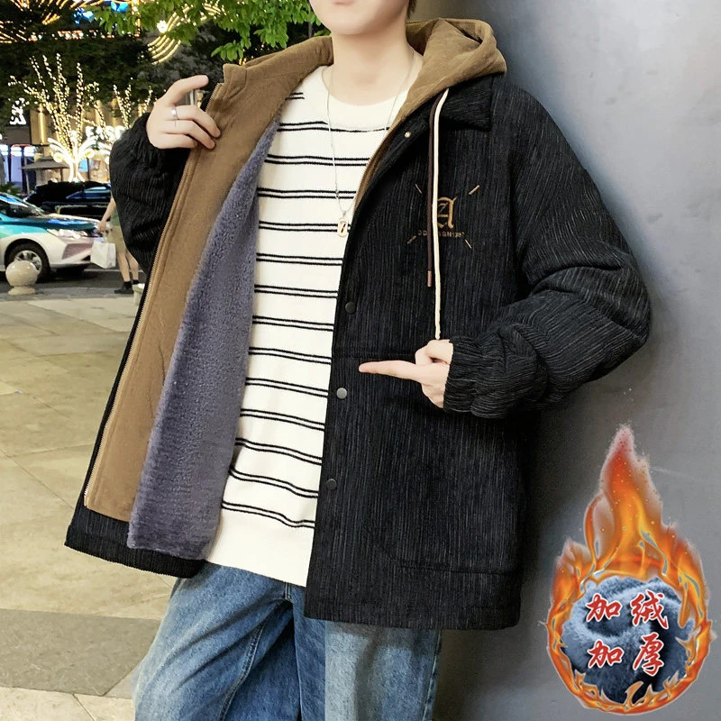 男士外套保暖秋冬季加绒夹克男装2025新款加厚棉服宽松潮加厚棉衣