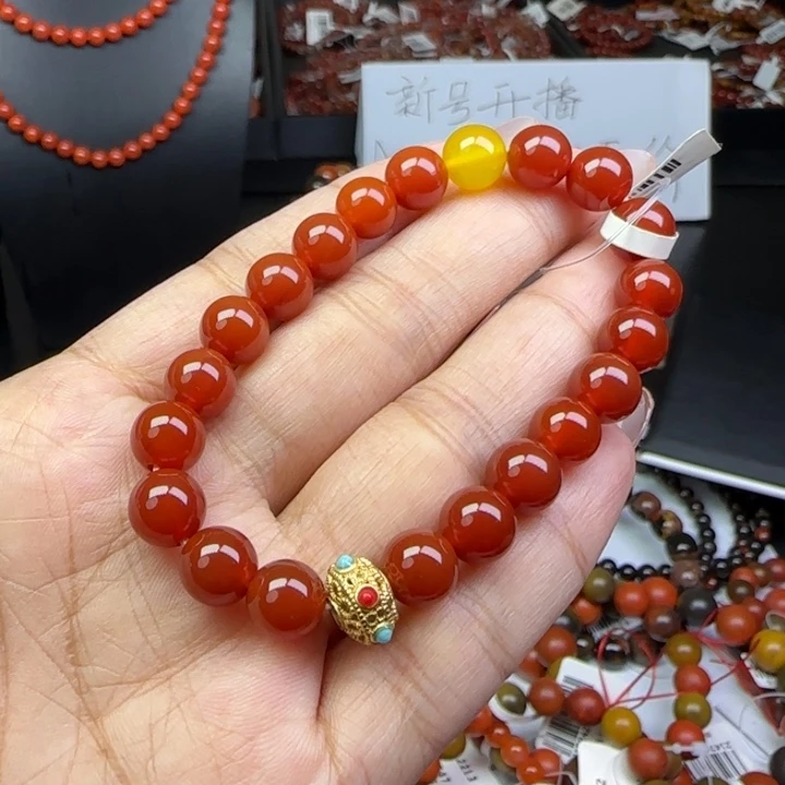未镶嵌手链南红玛瑙冰红8mm
