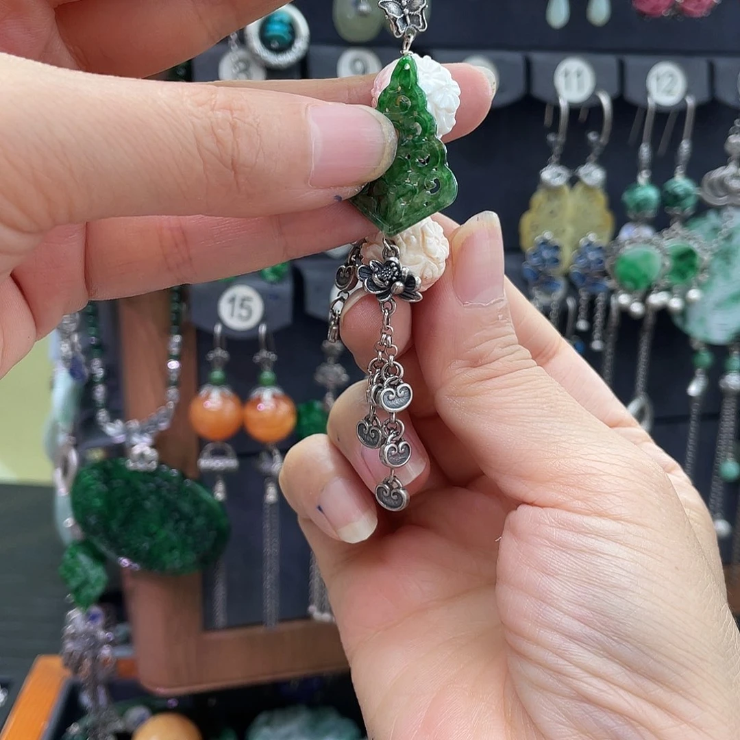 翡翠银S925镶嵌耳饰@****?903ghjhh