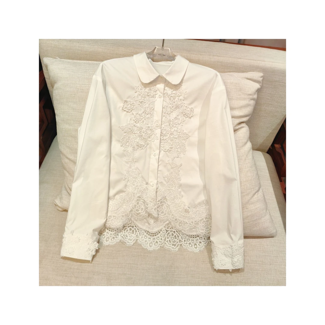 25461331【玫瑰云霞】精致手工蕾丝时尚长袖衬衫外套