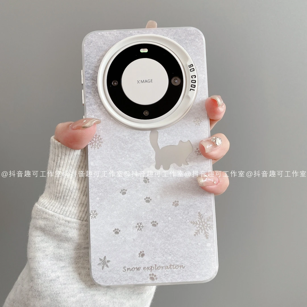 磨砂彩银适用华为mate70pro/60/50/40/30苹果17promax小猫手机壳