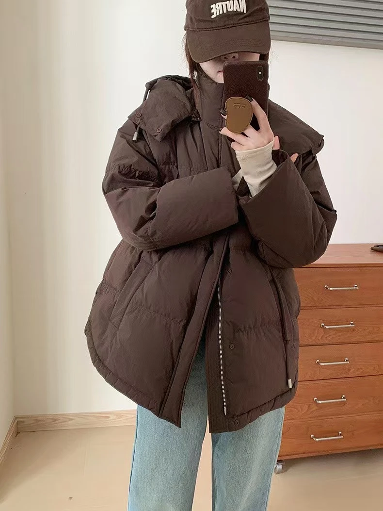 初里#90白鸭绒韩系连帽羽绒服#249072