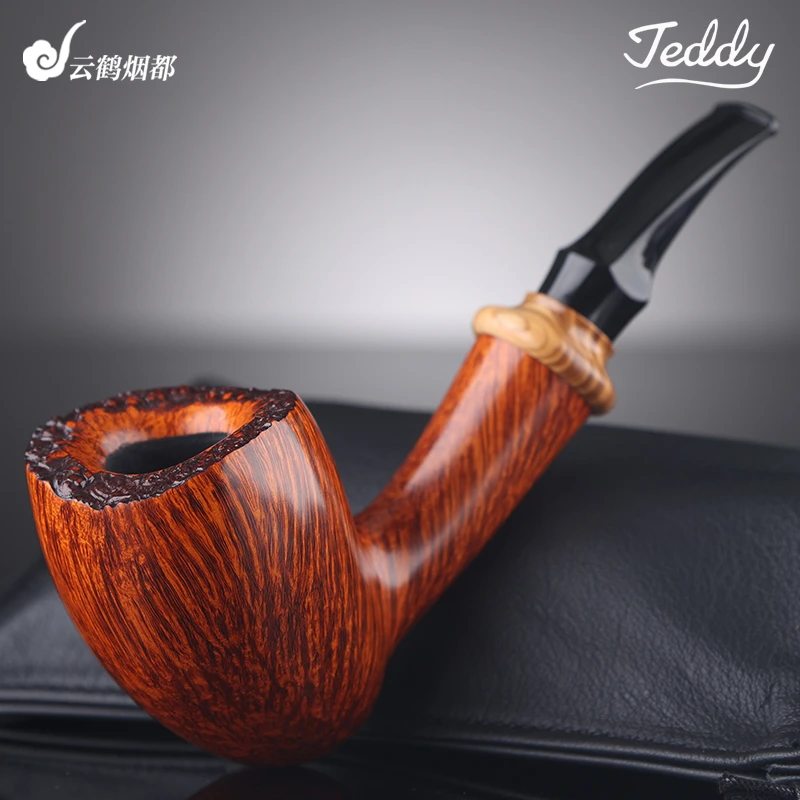 云鹤丹麦Teddy泰迪手工石楠木烟斗光面橡果留皮木环单鹰级烟斗