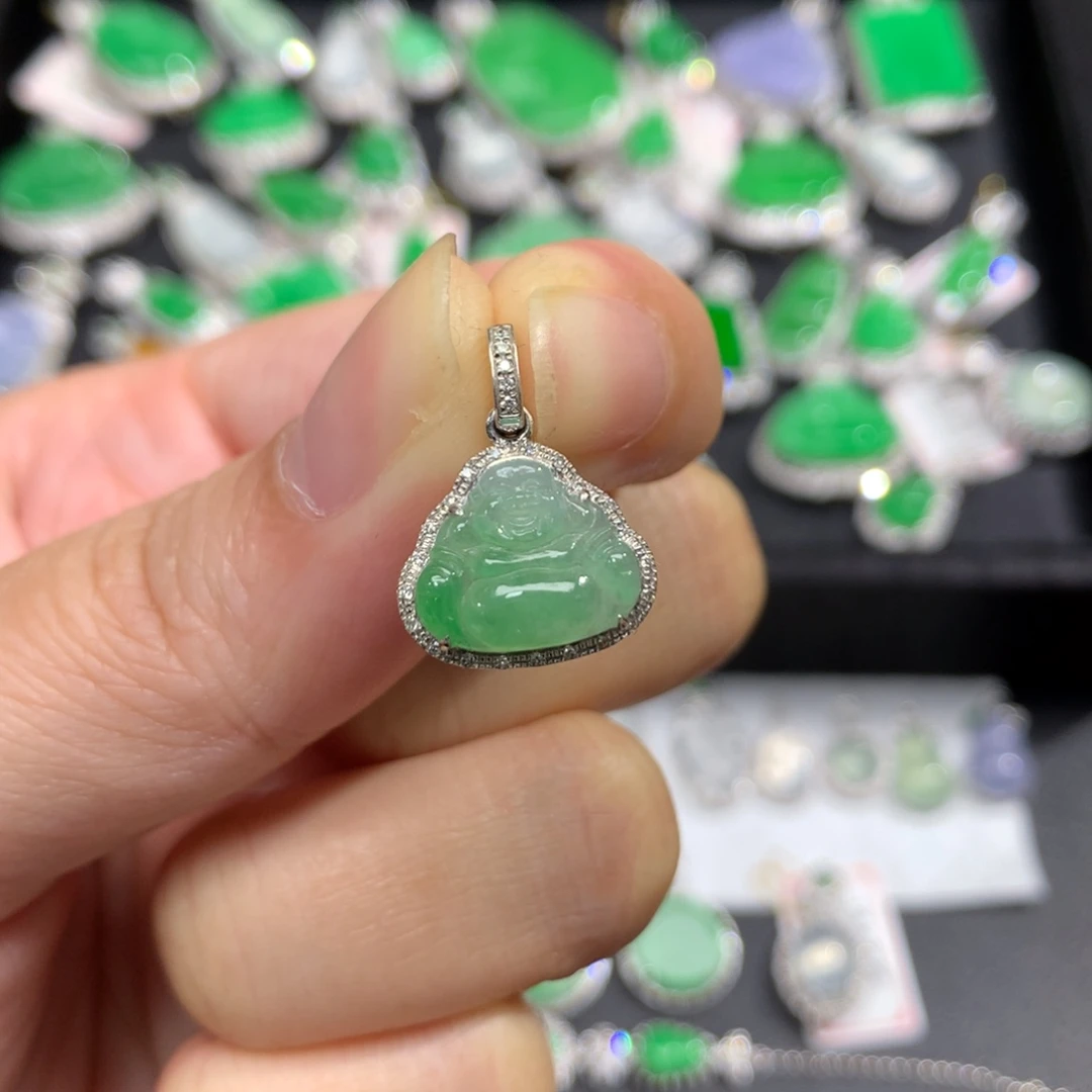 翡翠18K金镶嵌吊坠(不含链)
