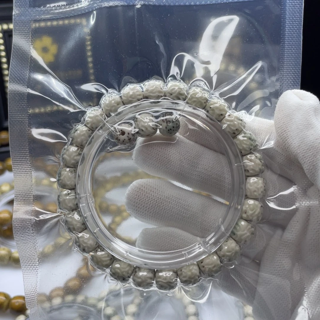 吊坠星月菩提9绿背河豚雕刻龙纹手串     A21