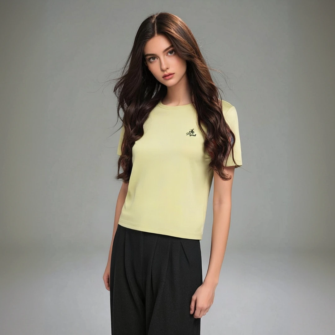 刺绣短袖T恤女2025夏季正肩显瘦休闲舒适上衣时尚简约百搭