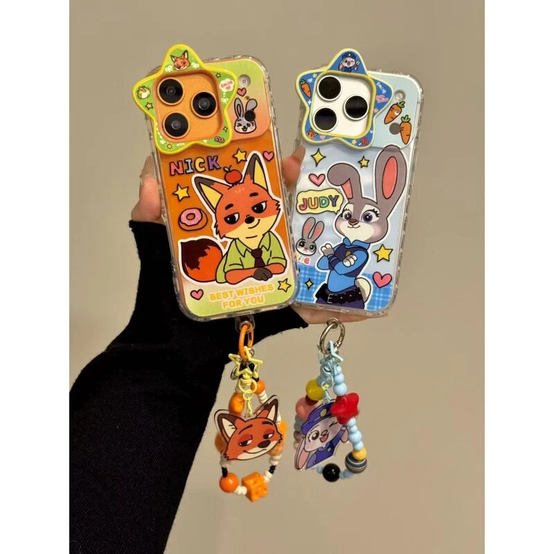 可爱搞怪头顶苹果插手尼克朱迪适用于iphone17promax苹果16手机壳