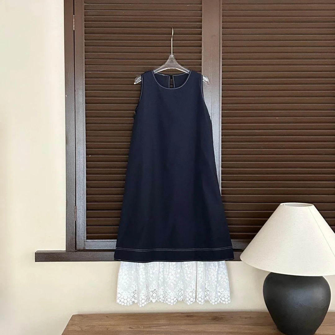 【为夏而生！五分钟出门】27122 蕾丝无袖宽松显瘦百搭假两件连衣裙