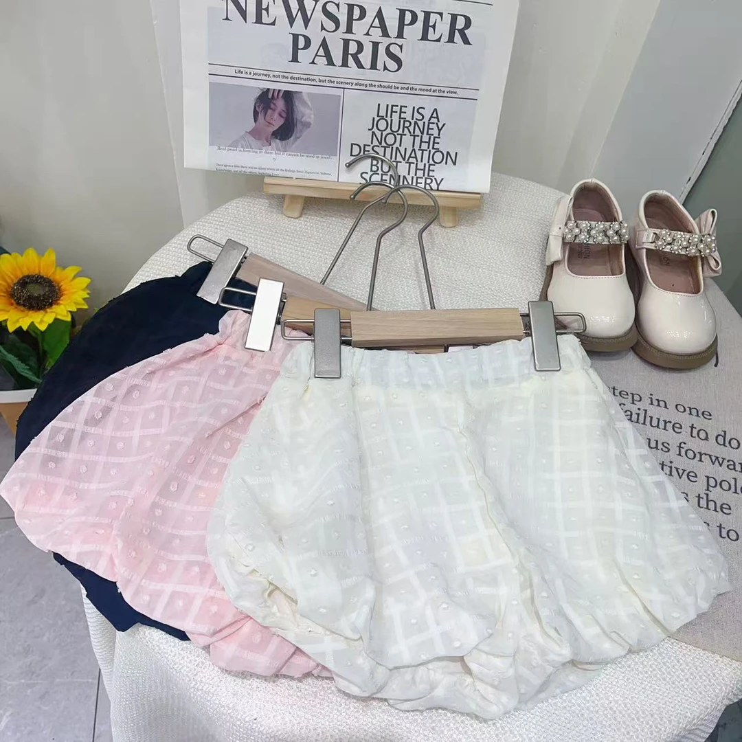 纯色花苞裤短裙百搭春秋女童韩版蕾丝套装薄款夏季女