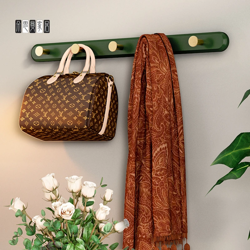 朵思曼优质楠竹免打孔轻奢挂钩简约门后挂衣钩卧室墙上挂衣架原木