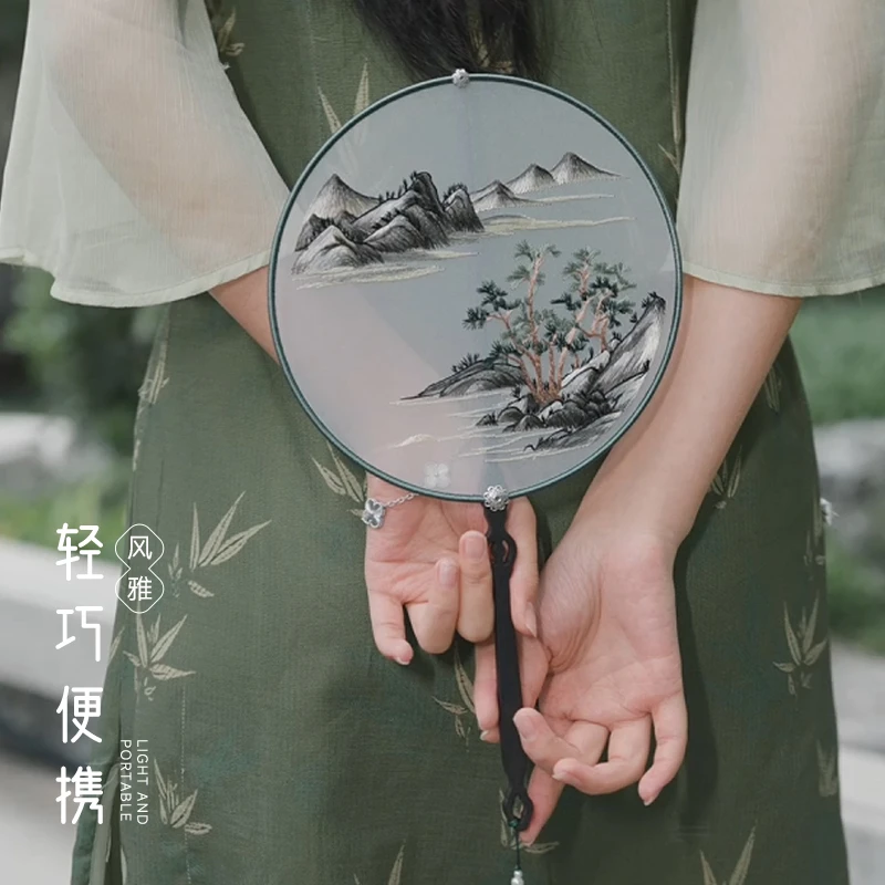 复古工艺扇文艺扇子宫扇双面檀木刺绣中国风中式拍照古风旗袍扇子