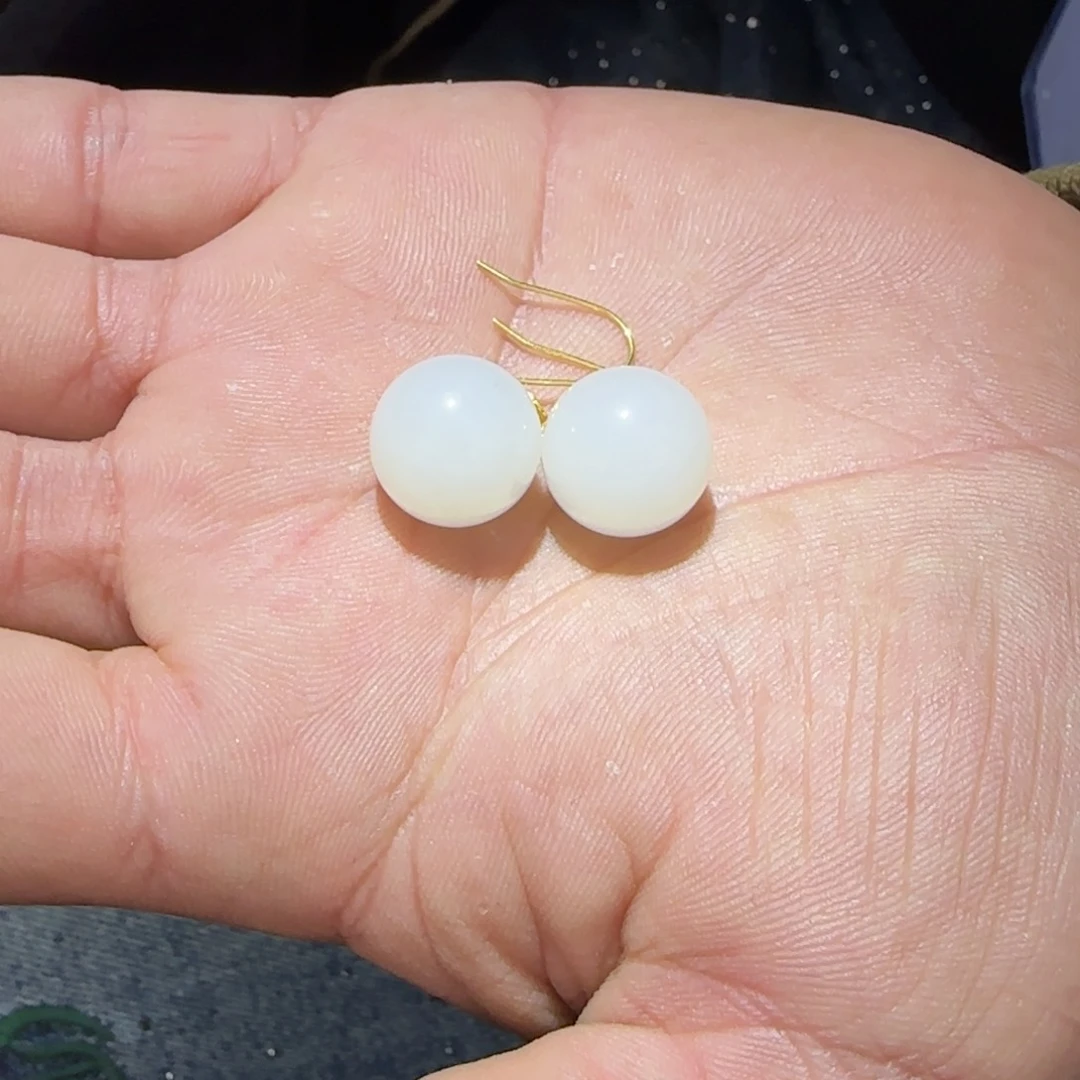 和田玉耳饰18K金镶嵌凤*