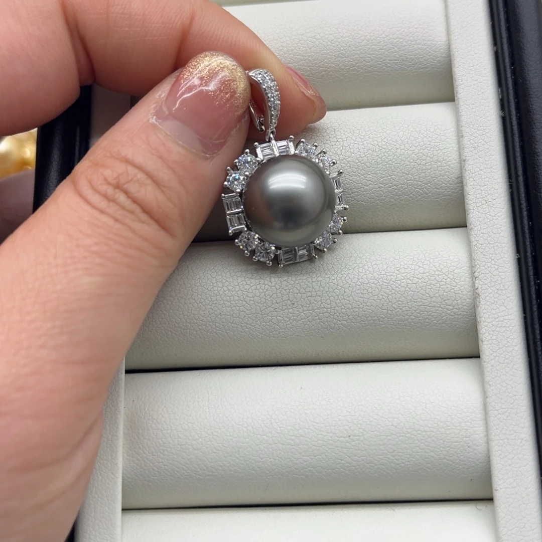 吊坠(不含链)银S925镶嵌海水珍珠