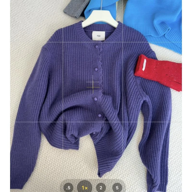 韩国东大门秋冬季新款韩系温柔风简约清新纽扣针织开衫毛衣女Q30