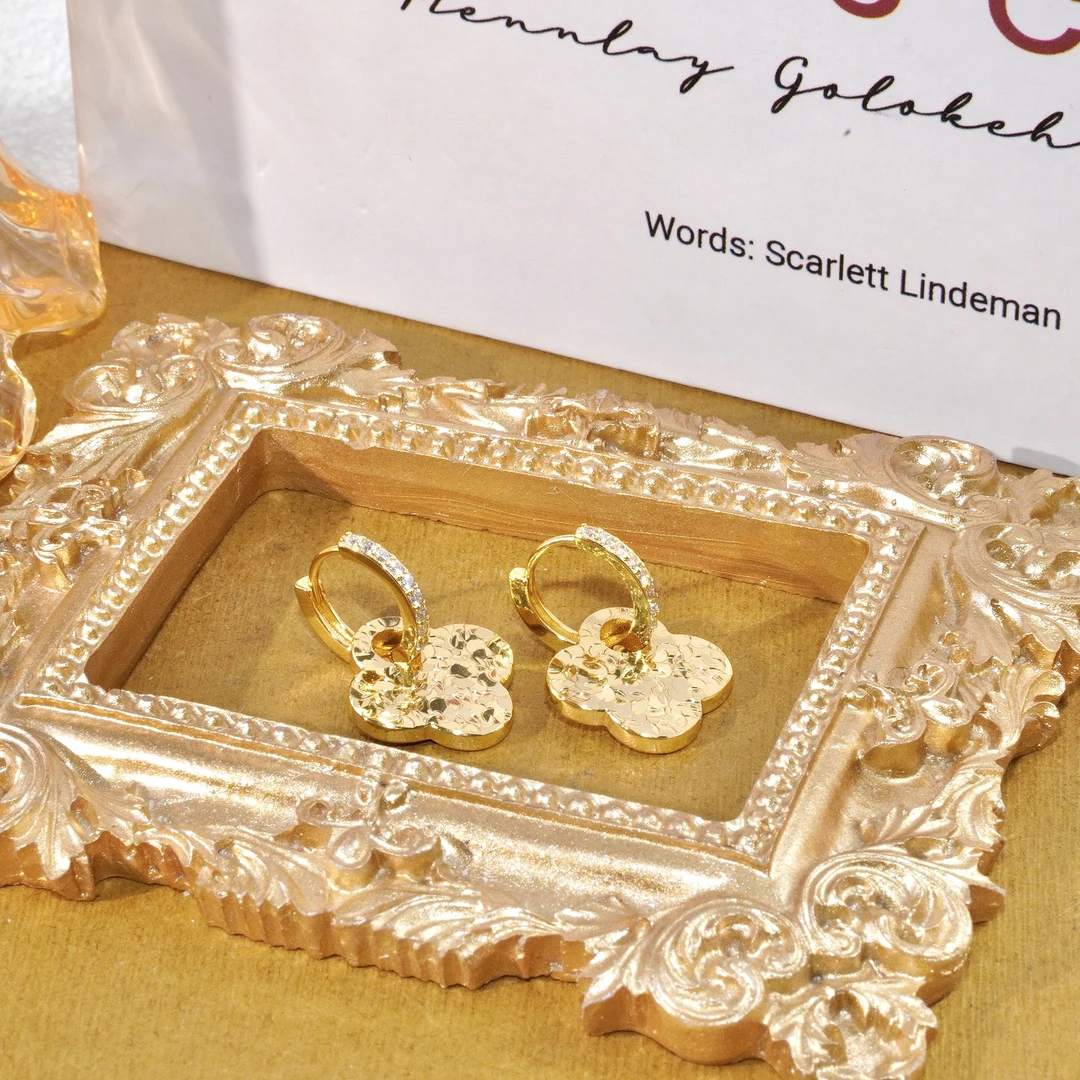 铜合金合成锆石耳饰 铜合金合成立方氧化锆蒸蒸日上耳环V427日常