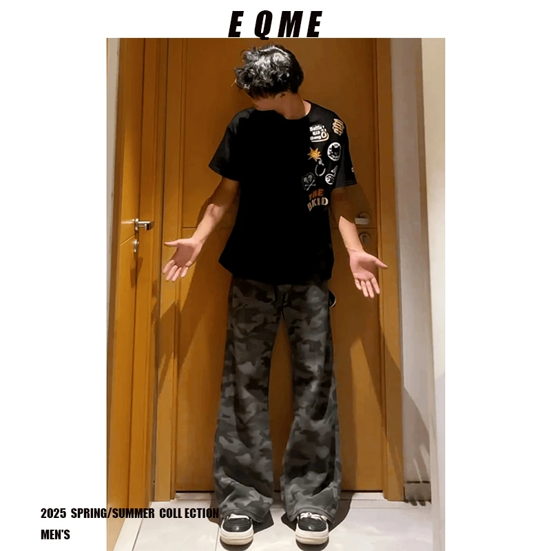 -EQME-「 vibe风 高定」美式高街迷彩裤2021M版显瘦休闲百搭迷彩裤