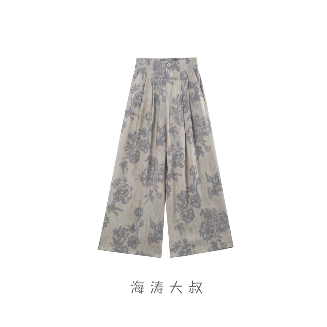 【海涛大叔】「墨香」新中式复古亚麻高腰百搭休闲直筒裤 MJA03658