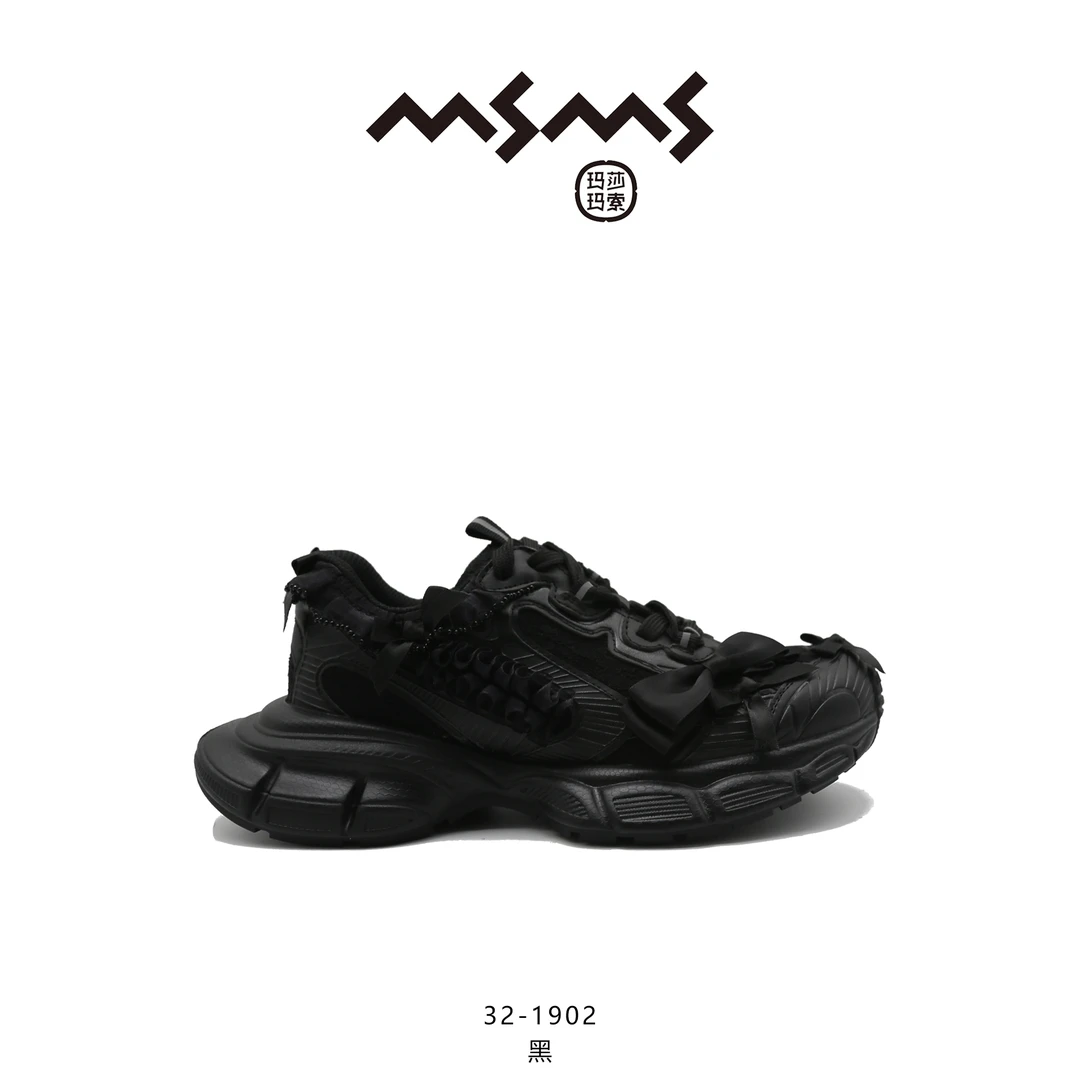 【玛莎玛索】32-1902夏季新款时尚百搭黑色潮流厚底ins网面鞋