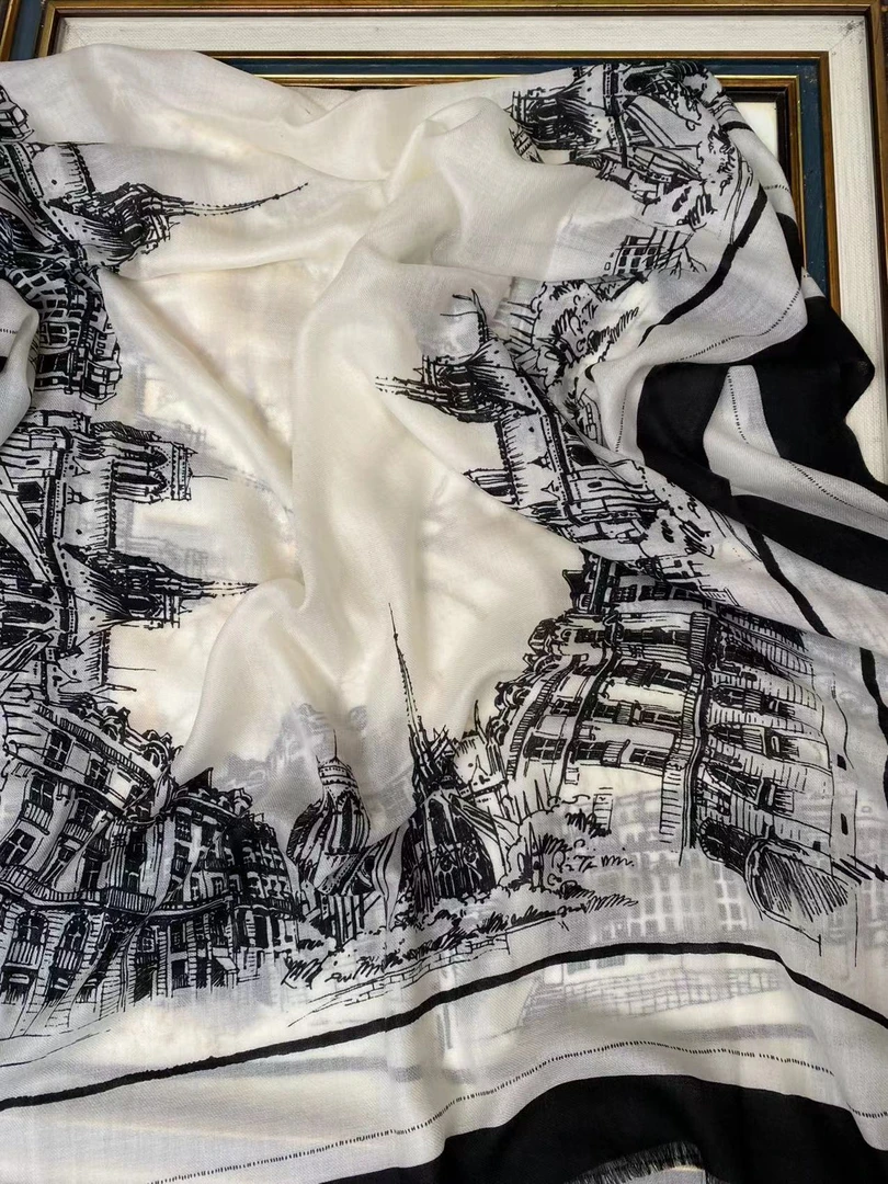 巴黎街景戒指绒长巾