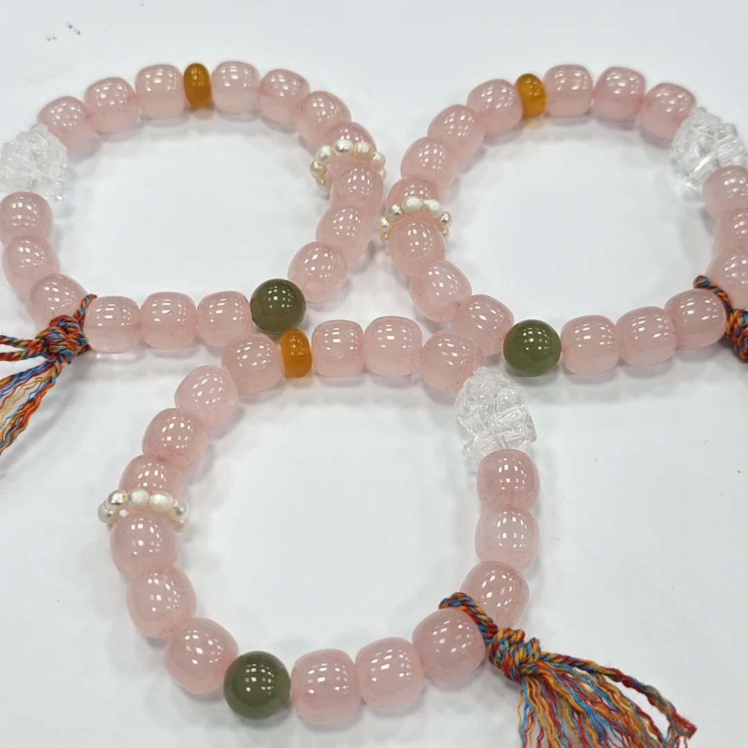 【书记甄选】天然粉水晶老型珠单圈手链 多样性发一件约10mm JC3793