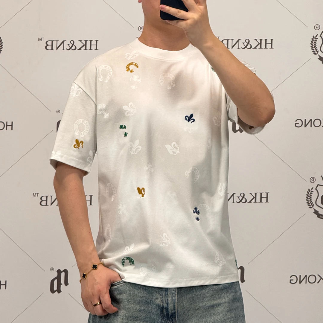 HK&NB x 高街潮流系 春夏百搭休闲情侣多彩LOGO刺绣印花短袖T恤