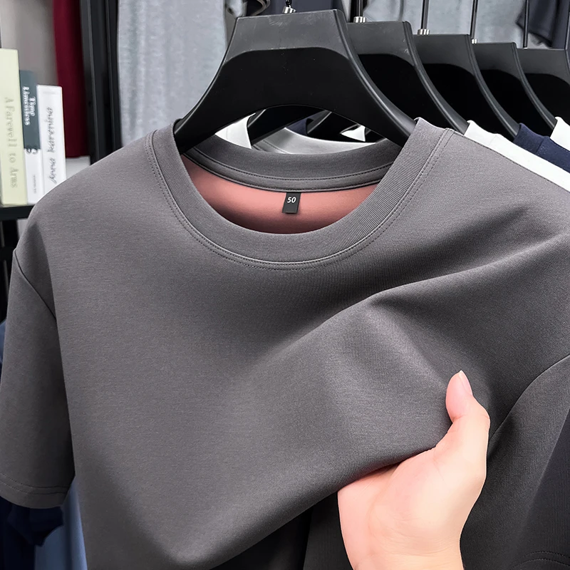 短袖夏季圆领常规纯色T恤时尚百搭男装