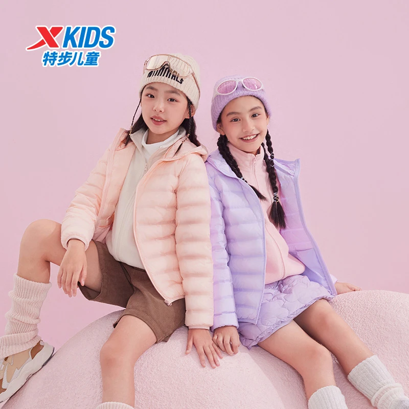 特步童装儿童轻薄羽绒服2025秋冬新款女童保暖外套中大童上衣秋装