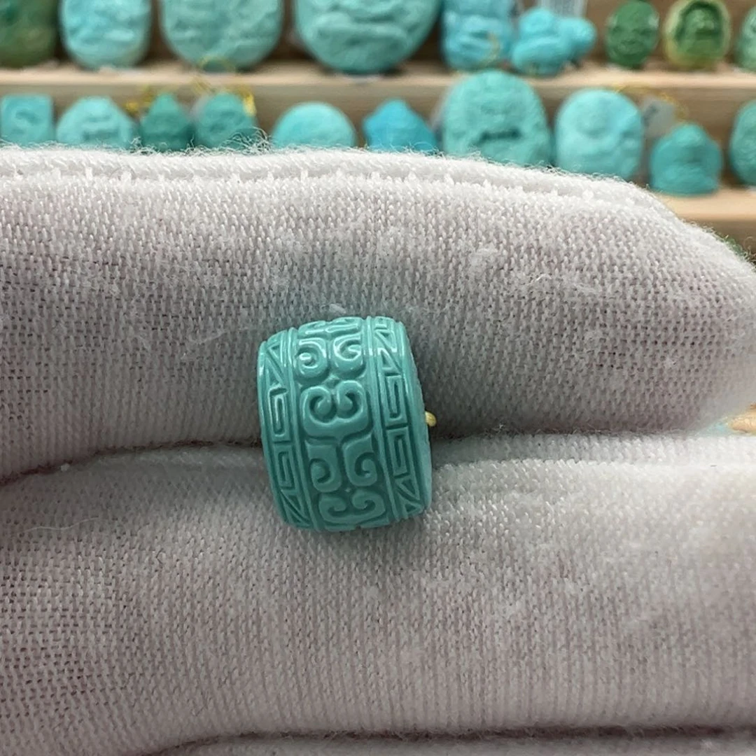 未镶嵌绿松石回纹珠10.5x8.1mm