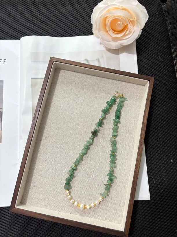 东陵玉碎石淡水珍珠复古夏日清新项链妈妈项链