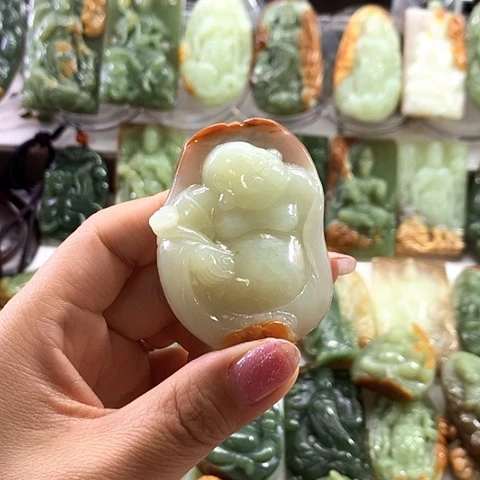 和田玉未镶嵌挂件雪*?