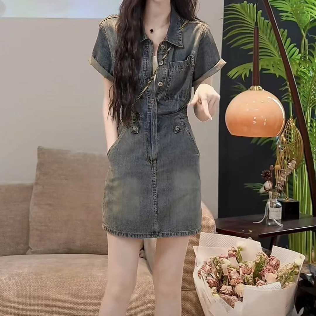 【遥远的岛】夏季新款韩版港风复古显瘦连衣裙女