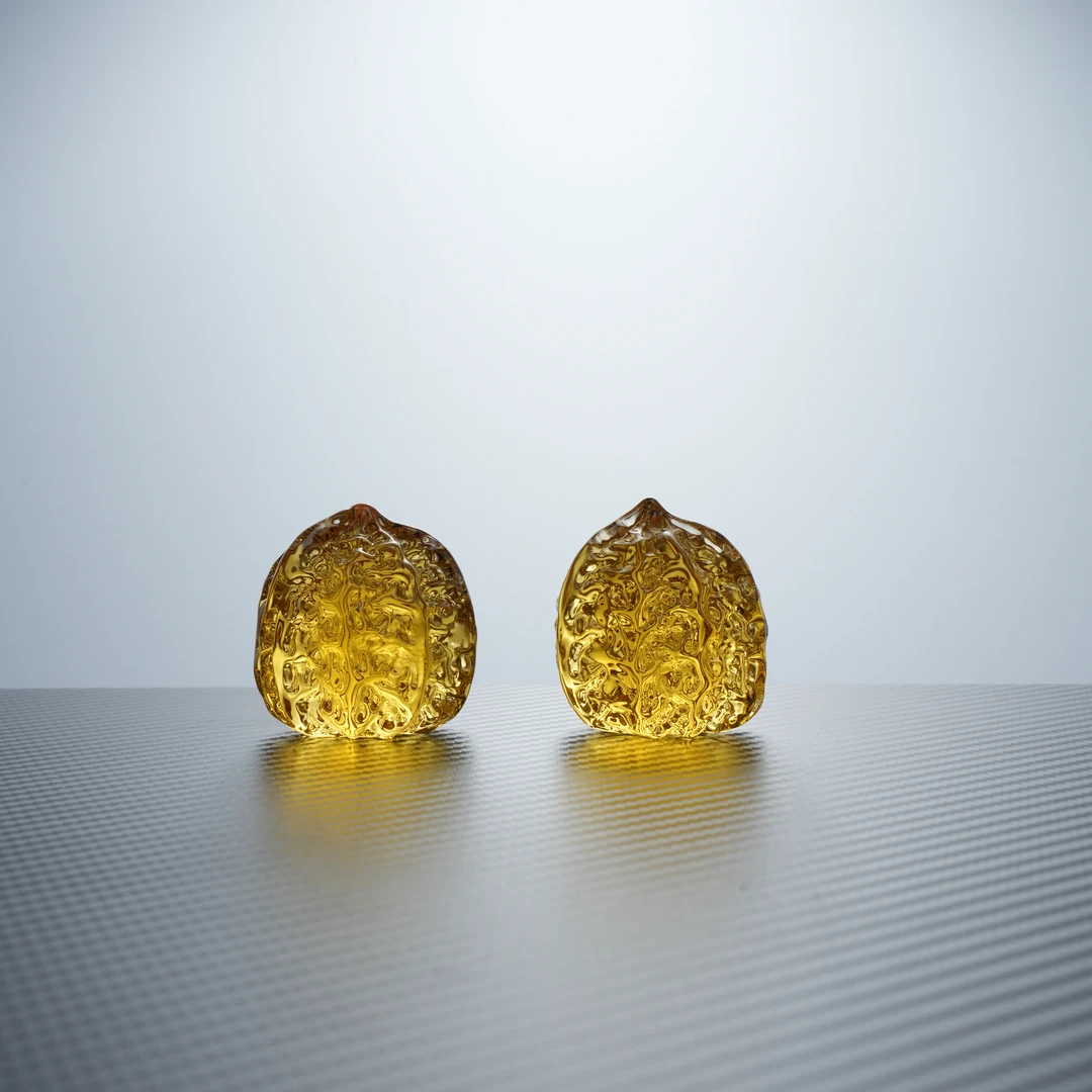 璃湾·两支装古法人工琉璃原色核桃手把件 茶宠