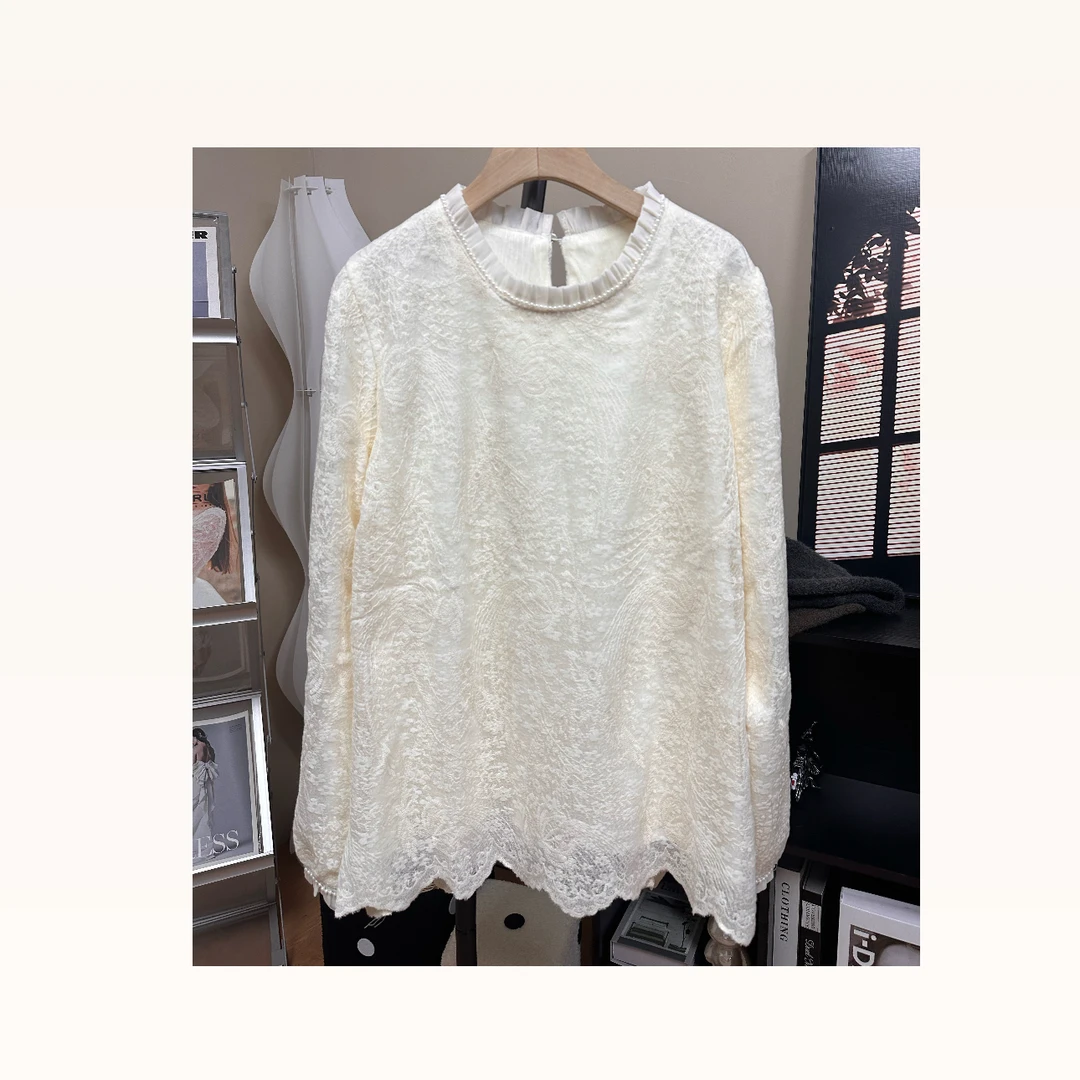 豆姐推荐   加绒蕾丝打底衫55285